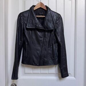 Danier Black Leather Moto Jacket. Size XS